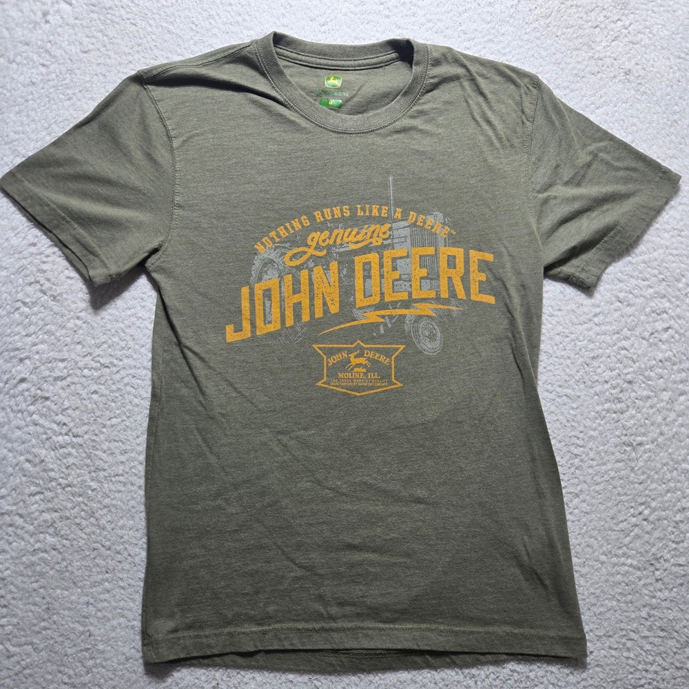 John Deere T Shirt Mens Size M Green Graphic Nothing Runs Like A Deere Farm Gorp